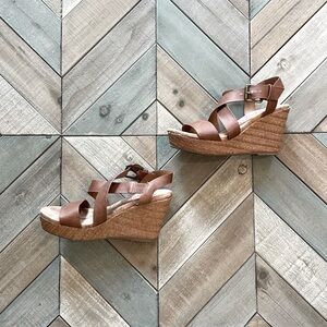 Jellypop tan/cognac wedge sandals. Size 6